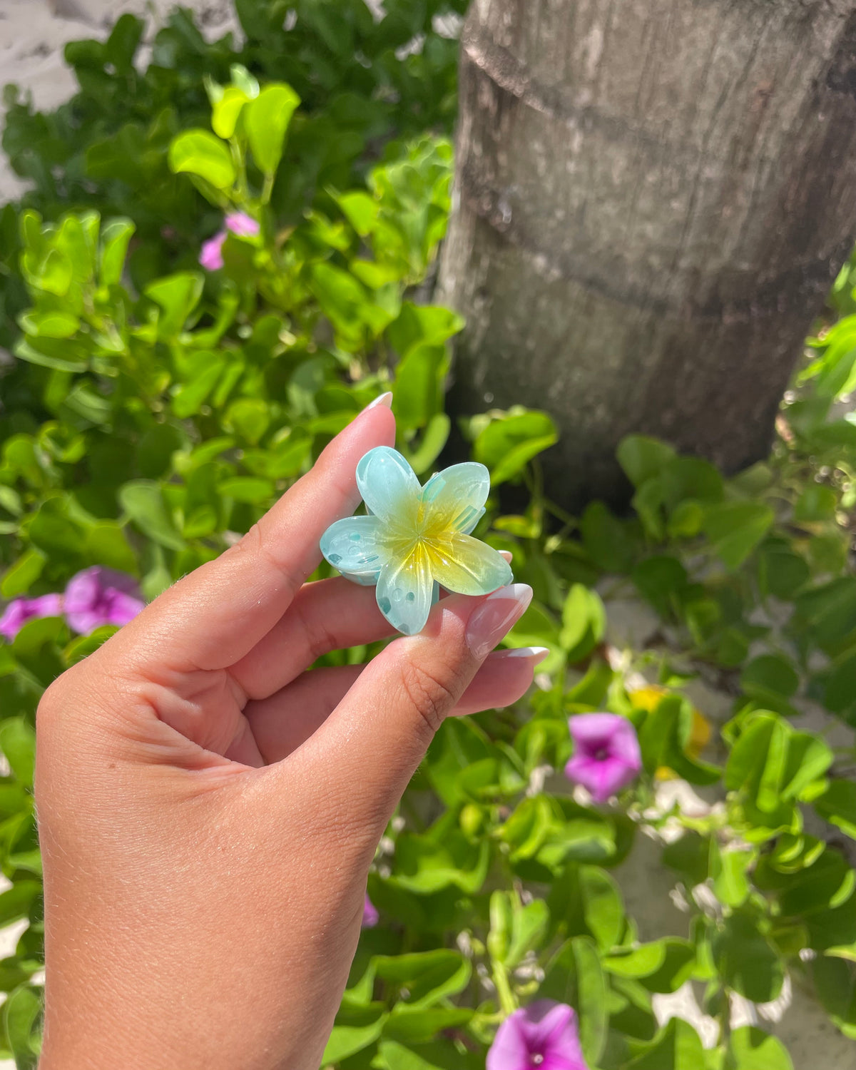 Blue Plumeria Mini Hair Clip