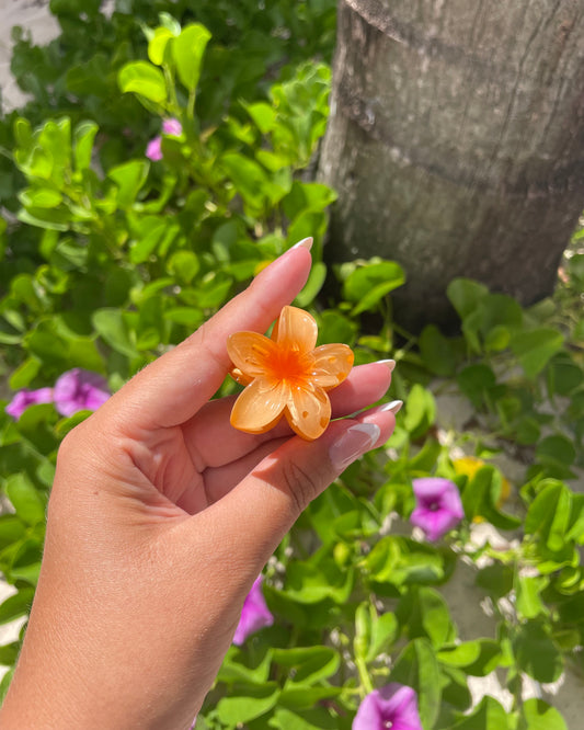 Orange Plumeria Mini Hair Clip