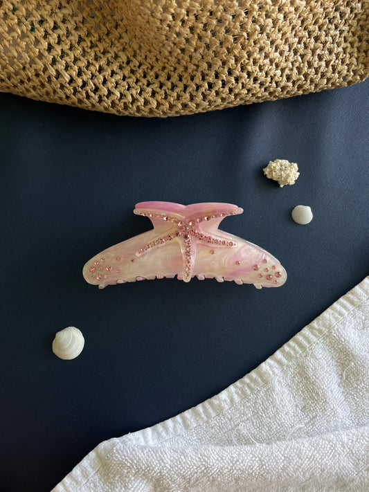 Pink Sparkly Starfish Clip